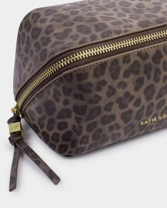 Katie Loxton Fold-Out Suedette Mirror Makeup Bag Leopard - Image 3