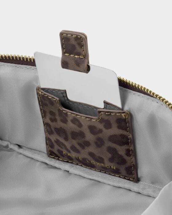 Katie Loxton Fold-Out Suedette Mirror Makeup Bag Leopard - Image 4