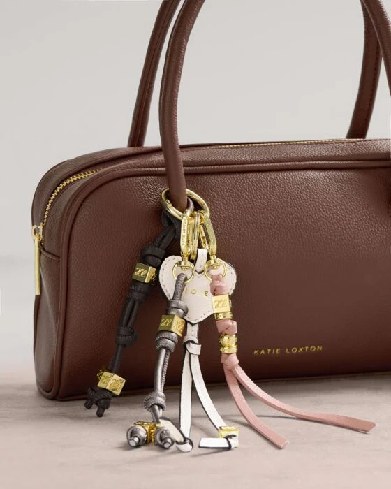 Katie Loxton Gia Bag Charm Keyring Pewter - Image 3