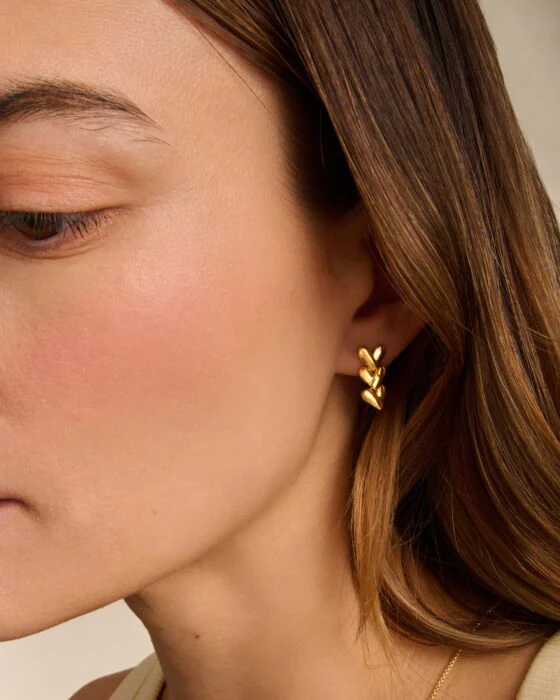 Katie Loxton Heart Link Waterproof Gold Earrings - Image 3