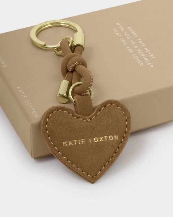 Katie Loxton Key To My Heart Gift Boxed Keyring Caramel Suedette - Image 2