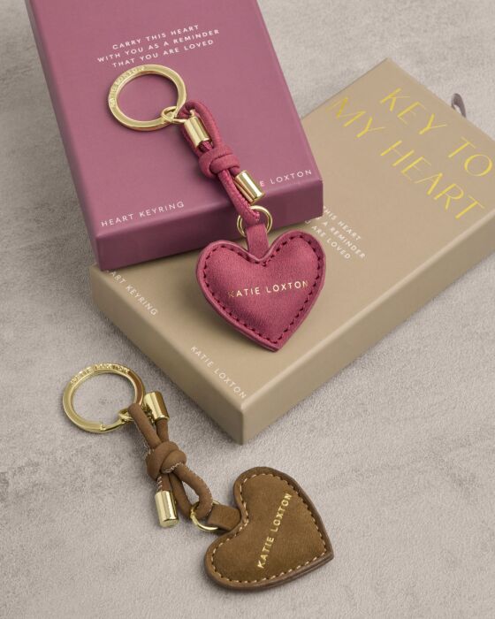 Katie Loxton Key To My Heart Gift Boxed Keyring Caramel Suedette - Image 3