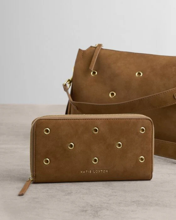 Katie Loxton Large Suedette Purse Caramel - Image 3