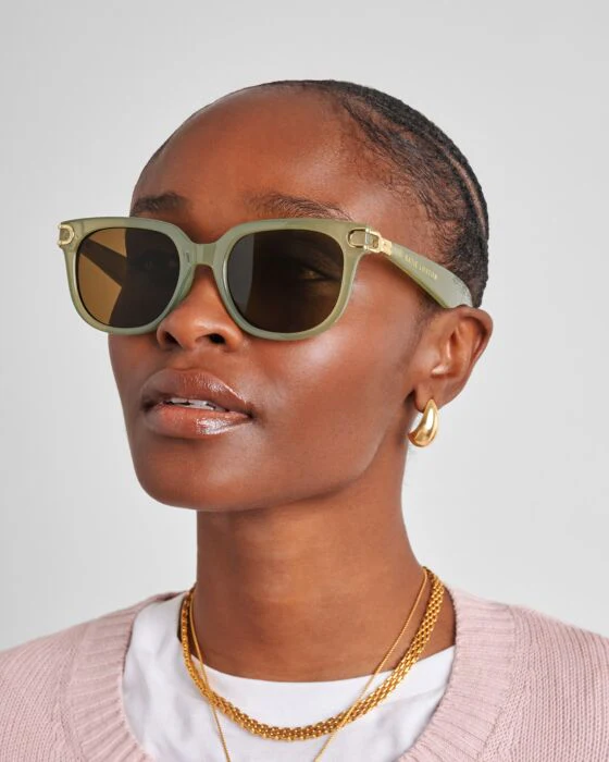 Katie Loxton Manhattan Sunglasses Frosted Green Transparent - Image 4