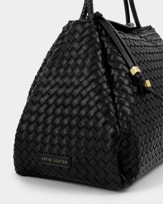 Katie Loxton Nova Hand Woven Large Shoulder Bag Black - Image 2
