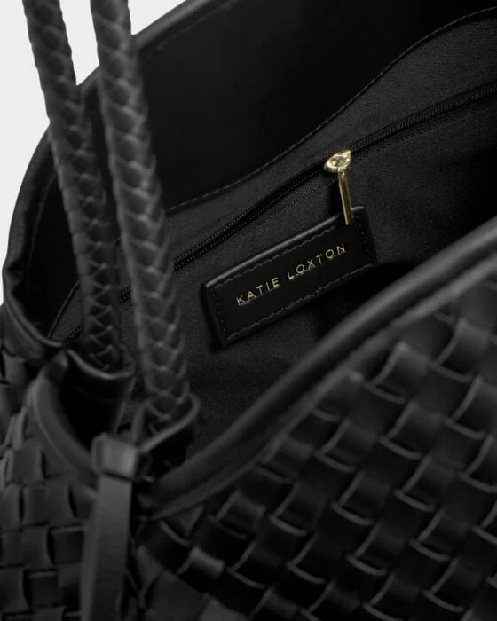 Katie Loxton Nova Hand Woven Large Shoulder Bag Black - Image 3