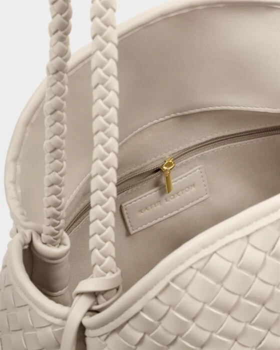 Katie Loxton Nova Hand Woven Large Shoulder Bag Oyster - Image 3