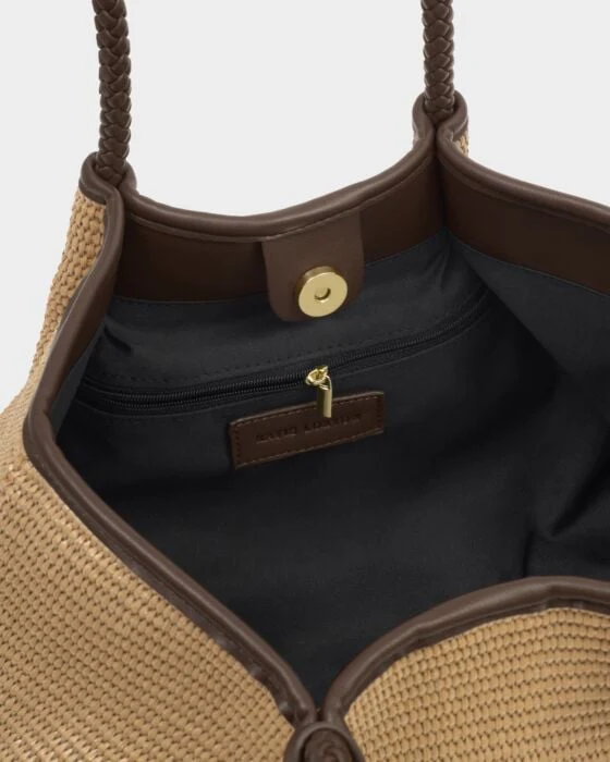 Katie Loxton Nova Raffia Small Shoulder Tote Chocolate - Image 3