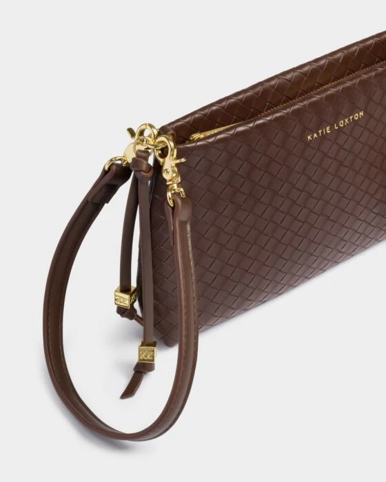 Katie Loxton Nova Woven Texture Clutch Chocolate - Image 2