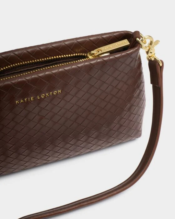 Katie Loxton Nova Woven Texture Clutch Chocolate - Image 3