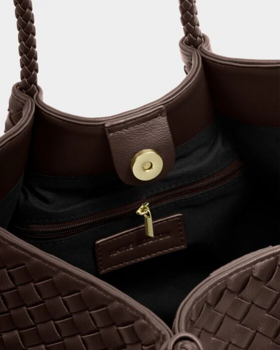 Katie Loxton Nova Hand Woven Small Shoulder Tote Chocolate - Image 4