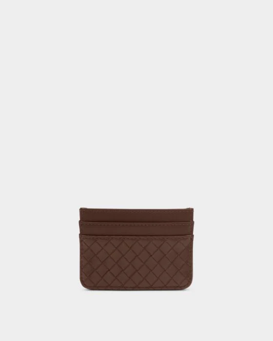 Katie Loxton Nova Woven Texture Card Holder Chocolate - Image 2