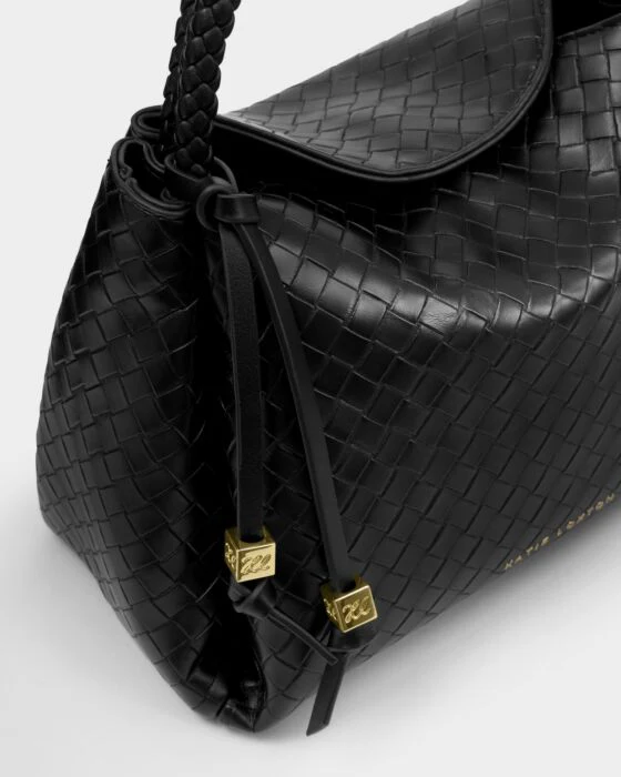 Katie Loxton Nova Woven Texture Top Handle Bag Black - Image 2