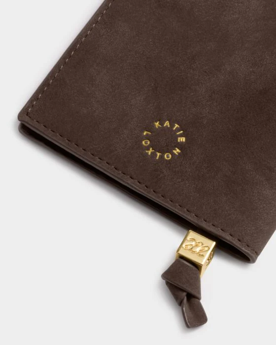 Katie Loxton Passport Cover Bon Voyage Chocolate Suedette - Image 3