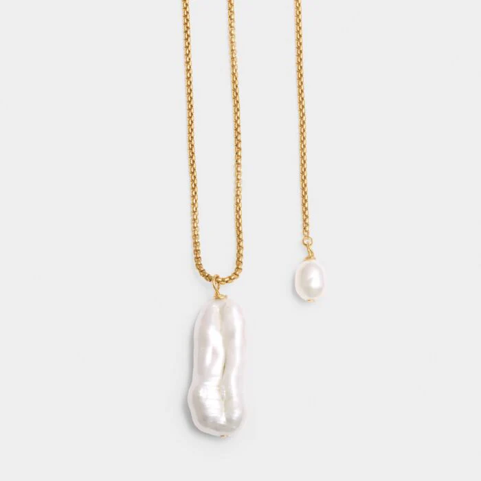 Katie Loxton Pearl Lustre Lariat Necklace Pearl And Gold Coated - Image 2