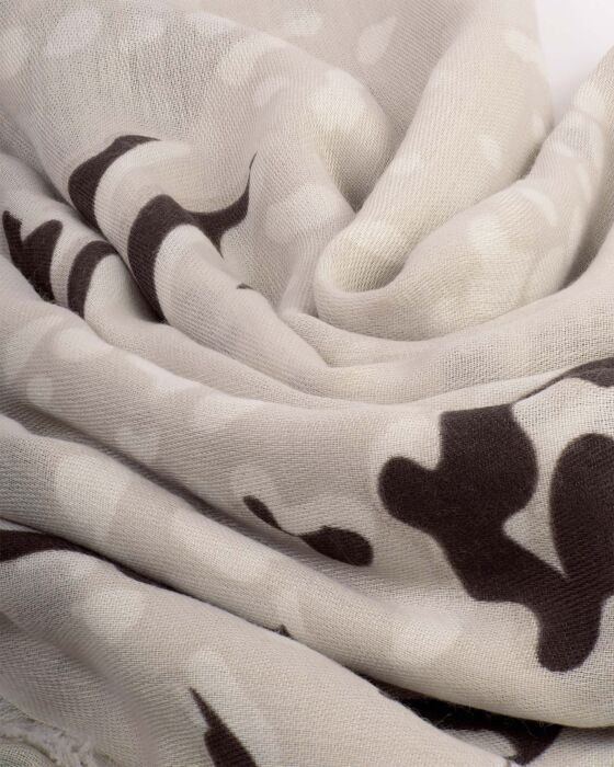Katie Loxton Printed Foil Scarf Animal Light Taupe - Image 2