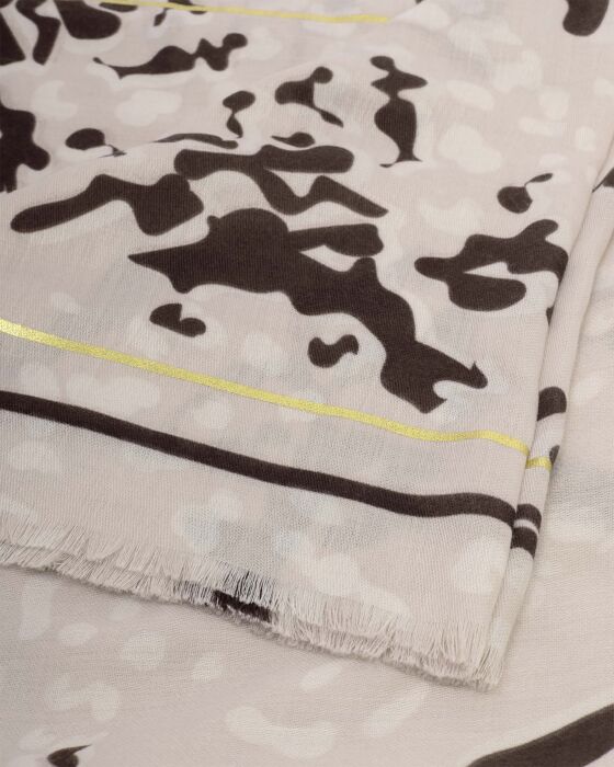 Katie Loxton Printed Foil Scarf Animal Light Taupe - Image 3
