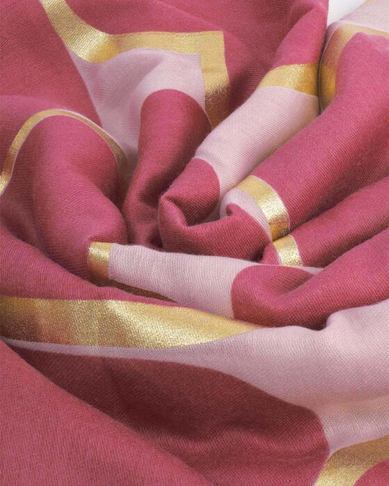 Katie Loxton Printed Foil Scarf Heart Raspberry & Gold Foil - Image 2