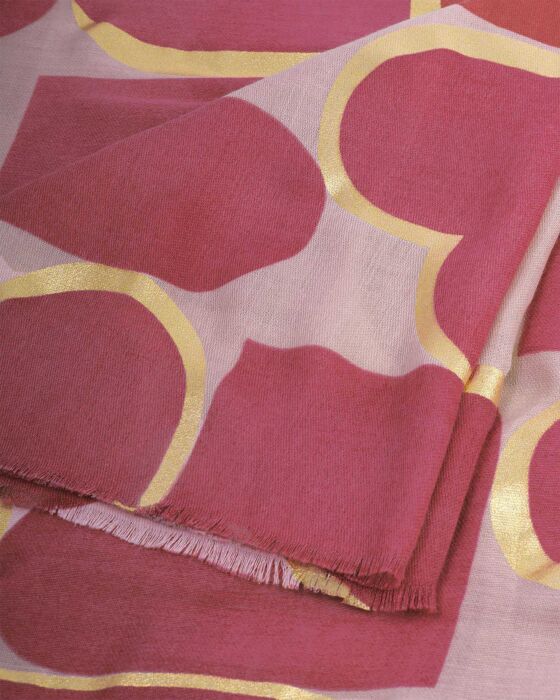 Katie Loxton Printed Foil Scarf Heart Raspberry & Gold Foil - Image 3