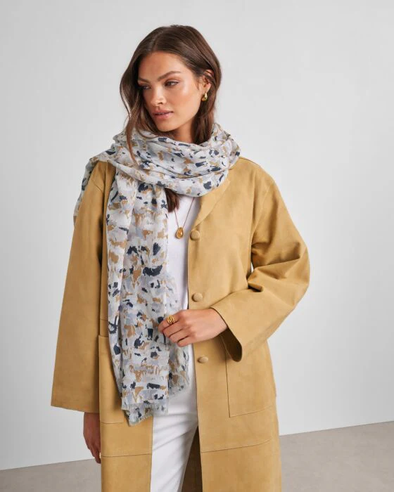 Katie Loxton Printed Scarf Terazzo Caramel - Image 4