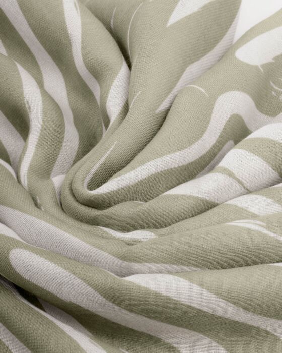 Katie Loxton Printed Scarf Waved Lines Sage & Off White - Image 2