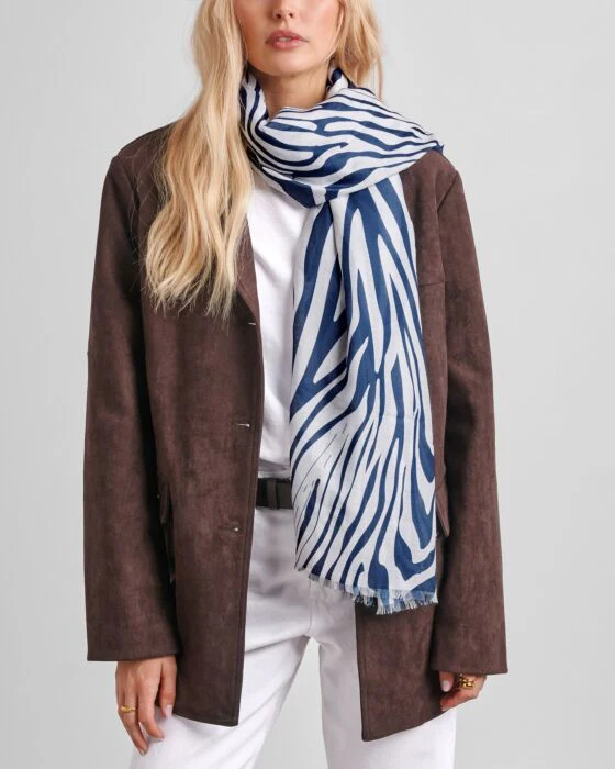Katie Loxton Printed Scarf Zebra Off White - Image 3