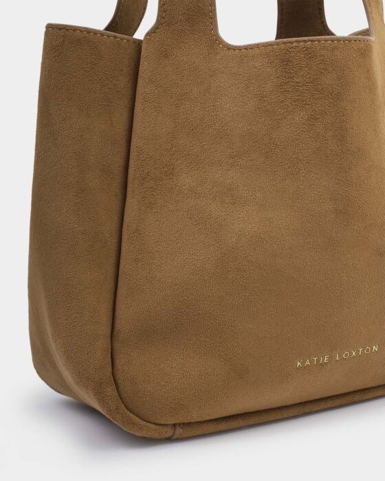 Katie Loxton Raya Suedette Top Handle Bag Caramel - Image 2