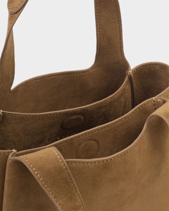 Katie Loxton Raya Suedette Top Handle Bag Caramel - Image 3