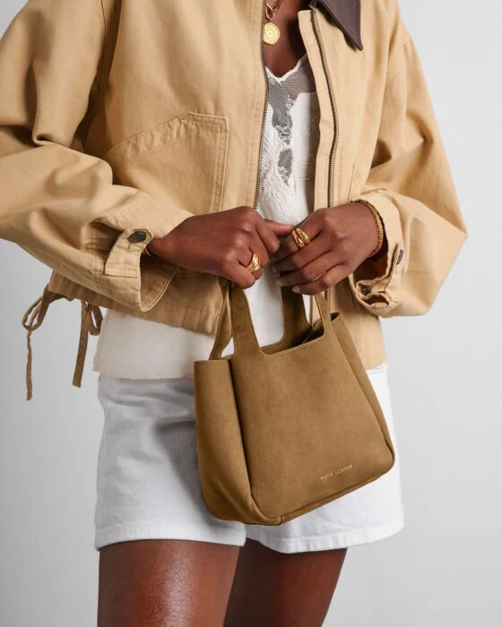 Katie Loxton Raya Suedette Top Handle Bag Caramel - Image 4