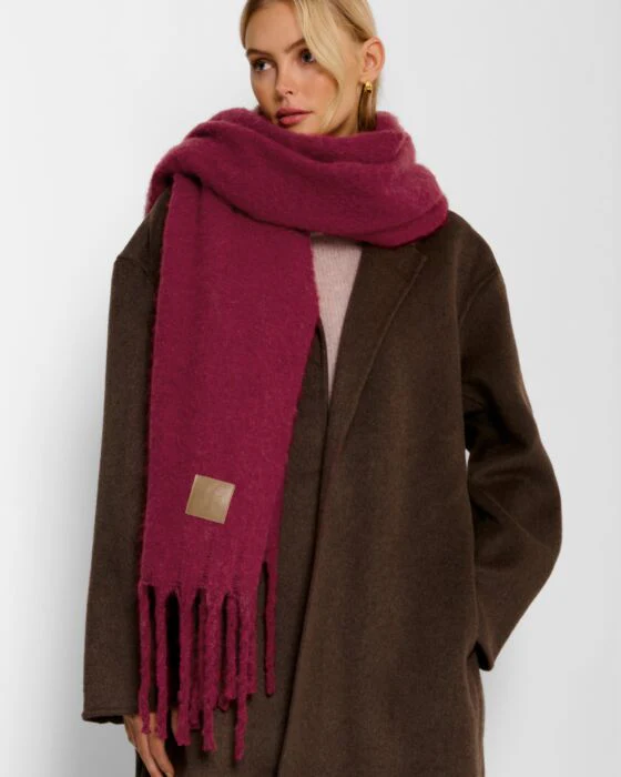 Katie Loxton Recycled Tassel Scarf Garnet Red - Image 2