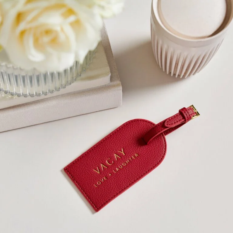 Katie Loxton Sentiment Luggage Tag Vacay Love Laughter Garnet Red - Image 3