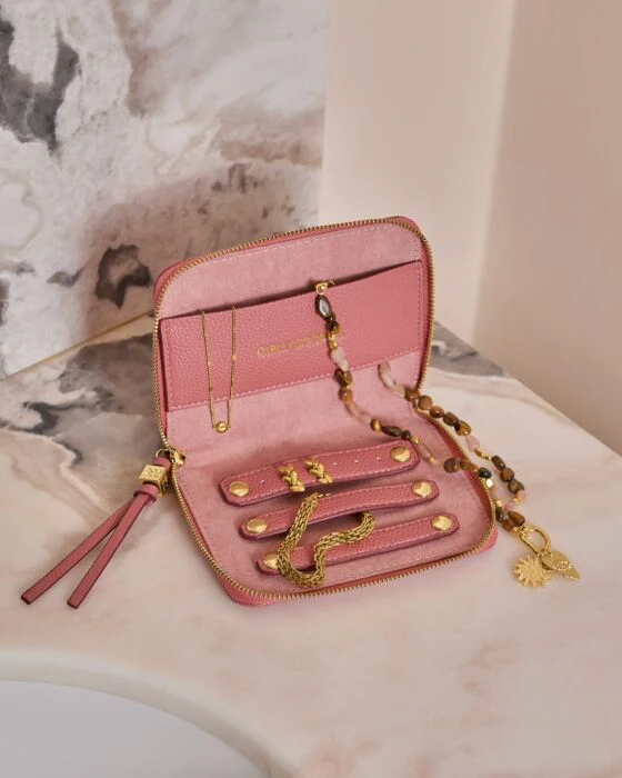 Katie Loxton Slim Jewellery Case 'Girly Goodies' Raspberry Pink - Image 4