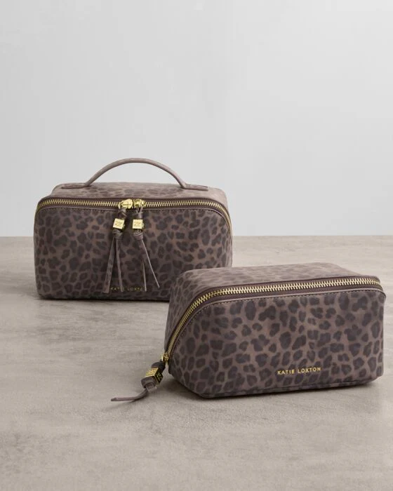 Katie Loxton Soho Medium Make Up / Wash Bag Leopard - Image 4