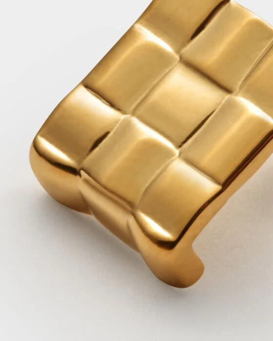 Katie Loxton Taya Woven Oversized Stud Earrings Gold Coated - Image 2