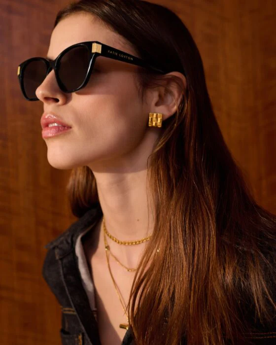 Katie Loxton Taya Woven Oversized Stud Earrings Gold Coated - Image 3