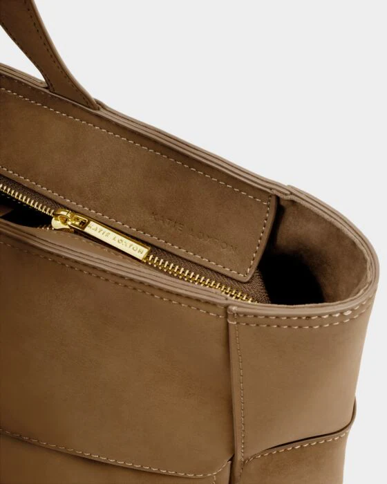 Katie Loxton Taya Hand Woven Suedette Tote Bag Caramel - Image 2