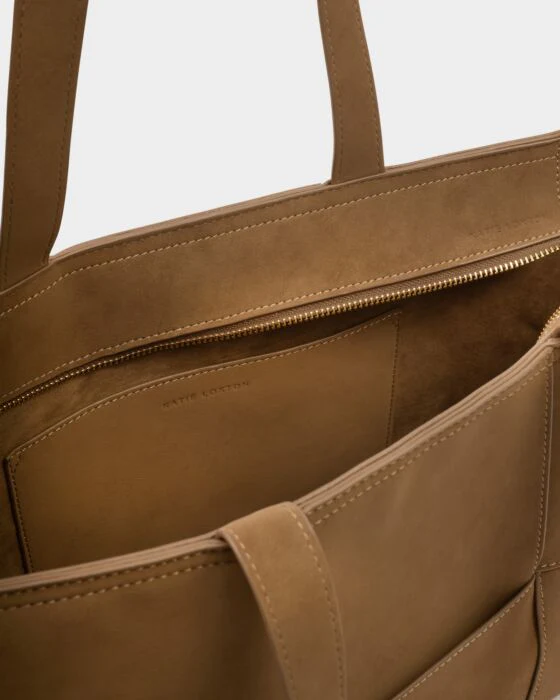 Katie Loxton Taya Hand Woven Suedette Tote Bag Caramel - Image 3