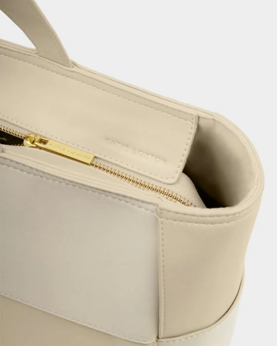 Katie Loxton Taya Hand Woven Suedette Tote Bag Off White - Image 2