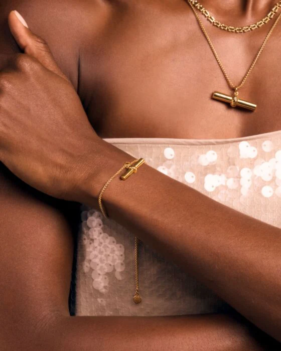 Katie Loxton Themis Waterproof Gold T-Bar Bracelet - Image 4
