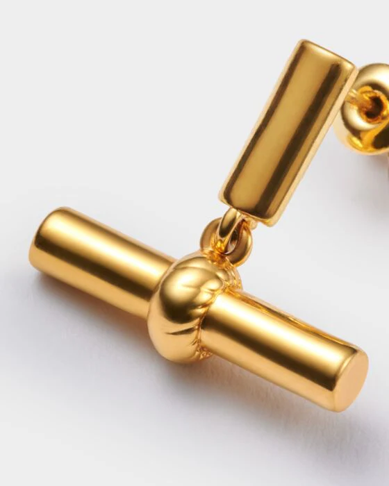 Katie Loxton Themis T-Bar Earrings Gold Coated - Image 2