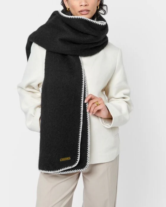 Katie Loxton Whipstitch Scarf Black - Image 2