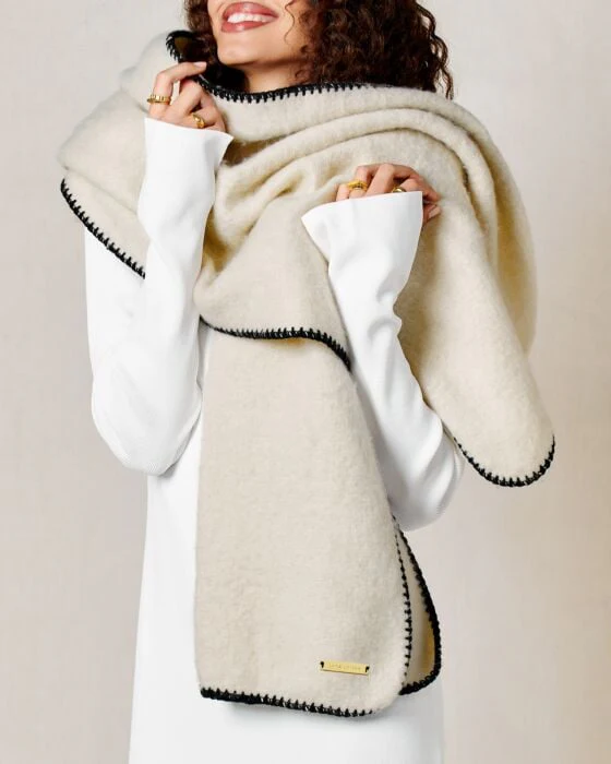 Katie Loxton Whipstitch Scarf Cream - Image 2