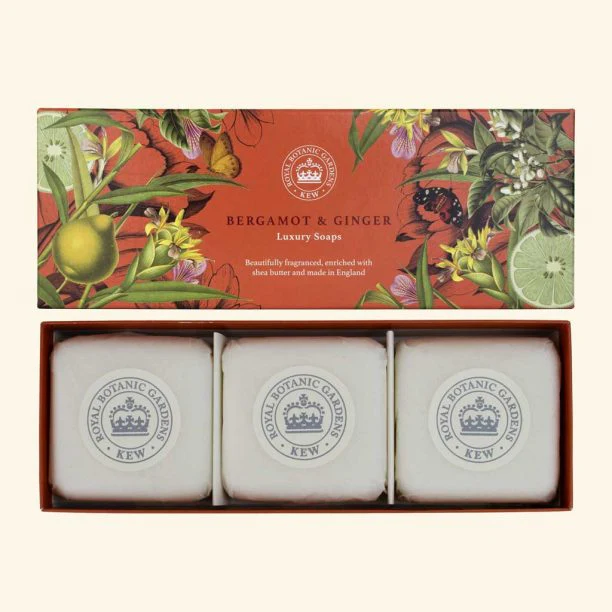 Kew Gardens Bergamot and Ginger Triple Soap Gift Box - Image 2