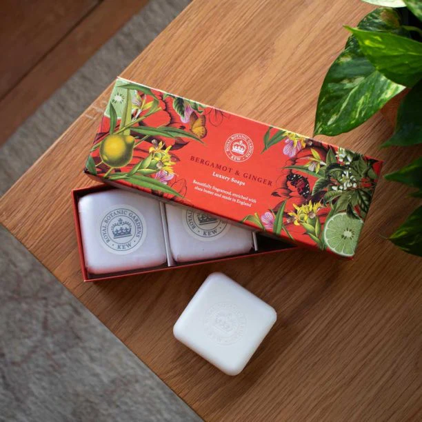 Kew Gardens Bergamot and Ginger Triple Soap Gift Box - Image 3