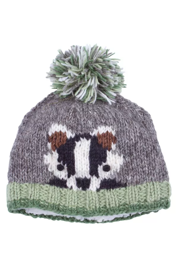 Pachamama Kids Animal Bobble Hat Basil The Badger - Image 2