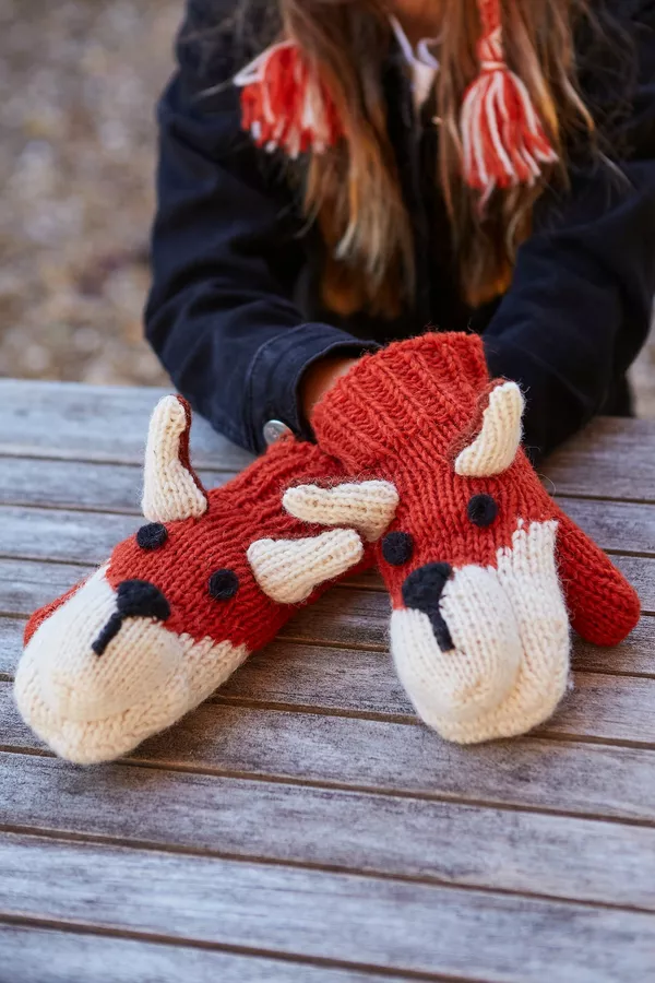 Pachamama Kids Animal Mittens Fox - Image 3