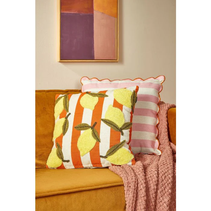 Mica Lemon Cotton Cushion - Image 2