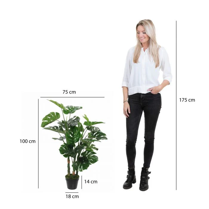 Mica Artificial Monstera In Pot 100cm - Image 4