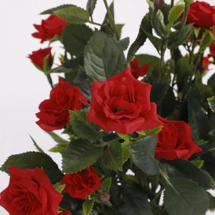 Mica Artificial Red Rosebush n Grey Pot 33cm - Image 2
