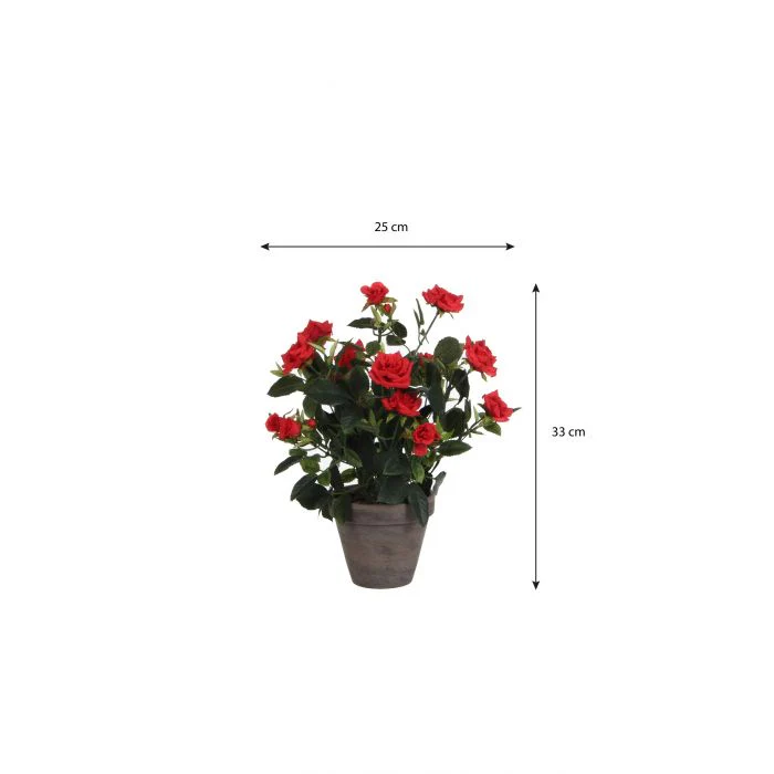 Mica Artificial Red Rosebush n Grey Pot 33cm - Image 4